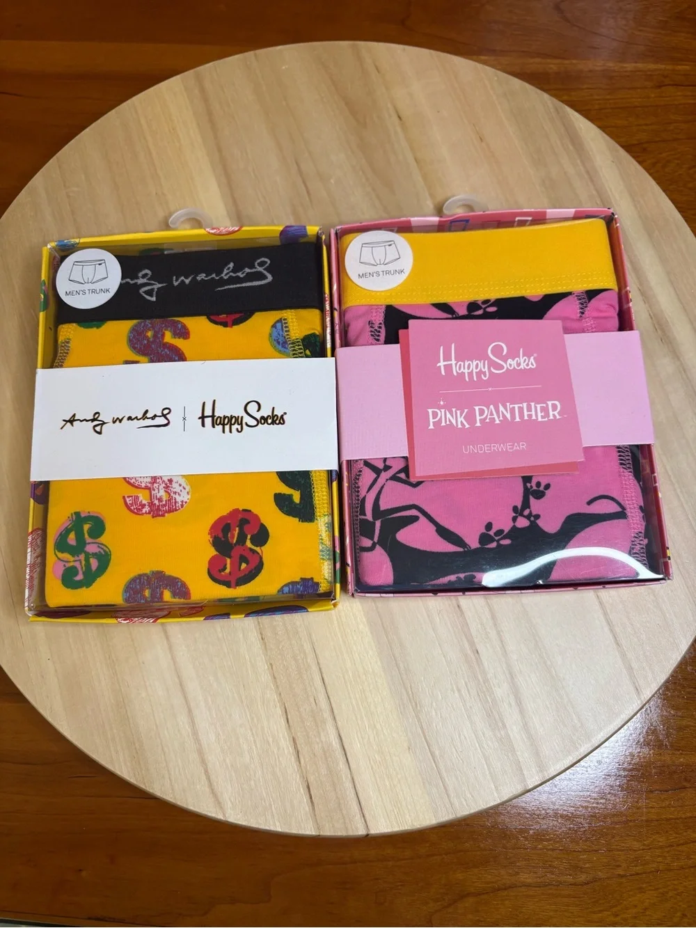 Happy Socks men’s trunks pink panther and Andy Warhol